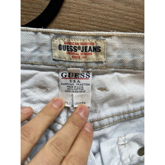Vintage 90s GUESS High Rise Button Fly Tapered Faded Jeans USA - Picture 9 of 11